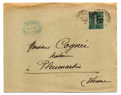 1908--lettre De TOURNON ST MARTIN-36  Pour PLEUMARTIN-86--type Semeuse Lignée-cachets-pers Notaire - 1877-1920: Période Semi Moderne