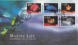 Ross Dependency 2003 Marine Life 5v  FDC (F8687) - Nuevos