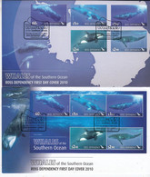 Ross Dependency 2010 Whales Of The Southern Ocean 5v + M/s  2 FDC (F8688) - FDC