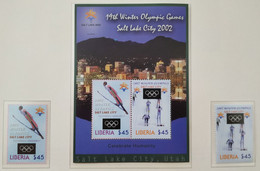 Liberia 2002 Olympic Winter Games Salt Lake City Ski Jump Cross Country Skiing MNH Set & S/S - Winter 2002: Salt Lake City