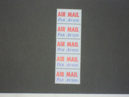USA Air Mail Label Old, 5 Pieces, 5 X Luftpostaufkleber Alt, Par Avion, Rare Rar - Altri & Non Classificati