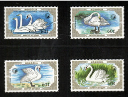 Mongolia 1987, Bird, Birds, Swan, Set Of 4v, MNH** - Cygnes