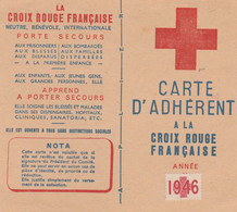 CARTE D'ADHERENT CROIX ROUGE  1946 - Material Y Accesorios