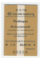 X03] BRD - Pappfahrkarte -- DB-Touristik-Sonderzug - Plochingen - Neckarsteinach 20.8.86 - Europe
