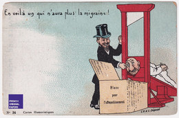 Chromo Format CPA Humour - Médecine Docteur Migraine Guillotine Magasin Gill Paris Mort Tête - Leopold Verger A53-68 - Altri & Non Classificati