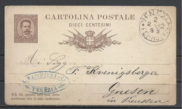 Italy, Stationery Card, 5 C., 1882. - Entiers Postaux