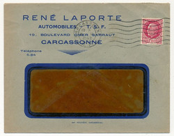 FRANCE - Env. En-tête "René LAPORTE - Automobiles - T.S.F. Carcassonne" Affr 1,50 Bersier Carcassonne 1942 - Automobil
