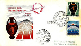 ITALIA - 1963 NAPOLI Giochi Del Mediterraneo Serie Completa 2v. Con Annullo Fdc + Timbro Rosso Su Busta Rodia - 4154 - Andere