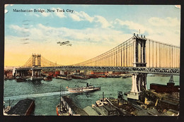 Manhattan Bridge New York City  VIAGGIATA  1921 Francobollo Asportato CODICE C.3227 - Union Square