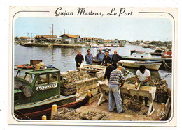CUJAN-MESTRAS--1986--Le Port Ostréicole (huitres) --très Animée ...carte Toilée  .......à Saisir - Gujan-Mestras