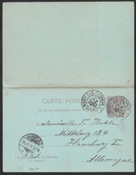 1899, 22 FEVR.  MONACO - ENTIER 10C + 10C REPONSE Mi. P5 A HAMBURG, ALLEMAGNE. - Postal Stationery