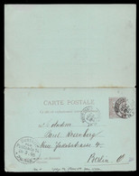 1896, 24 MARS  MONACO - ENTIER 10C + 10C REPONSE Mi. P5 A BERLIN, ALLEMAGNE. - Entiers Postaux