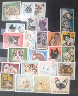 Cats Felinas Mammals Cats  Lot  Stamps Used 23 Stamps - Otros & Sin Clasificación