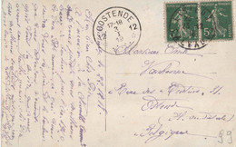 NOODSTEMPEL : PK PZ (Fr) "LISIEUX 23.12.19" Naar AGENTSCHAPS-NOODTEMPEL  '* 12 OOSTENDE 12 * / 3.I.19" - Fortune Cancels (1919)