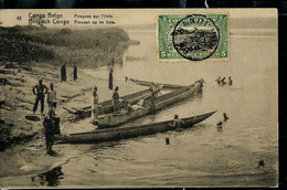 Carte Obl. N° 42 - Vue: 41 : Pirogues Sur L' Uele - Obl. BANDUNDU  Le 29/03/1919 - Entiers Postaux