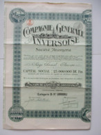 Compagnie Générale Anversoise 1920 - Action De Capital De 500 Francs - Scheepsverkeer