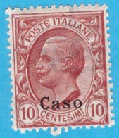 EGCS005 EGEO CASO 1912 FBL D'ITALIA SOPRASTAMPATI CASO CENT 10 SASSONE NR 3 NUOVO MNH ** - Aegean (Caso)