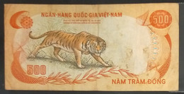 South Viet Nam Vietnam 500 Dong Tiger VF Banknote Note 1972 - Pick # 33 / 02 Photos - Vietnam