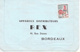 Appareils Distributeurs (pour Café?) Rex, Bordeaux - Courrier De Commande - Alimentaire