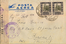 1942 , LIBIA ITALIANA , " POSTA MILITARE 220 " , CORREO AÉREO , SOBRE CIRCULADO A RECANATI , CENSURADA - Libye