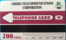 LIBERIA  -  Phonecard - Magnétique - Flag Libéria - 200 Units (violet) - Liberia