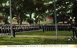 St. Lucia, Distribution Of Medal Te A Private W.I.R. On Columbus Square - Sainte-Lucie