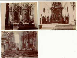 SUISSE,  3 Photos Originales 8 X 10,5 Cm - SCHWYZ, Intérieur De La Cathédrale - Plaatsen