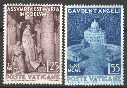 Vaticano 1951 Dogma Assunzione Sass.143/4 **/MNH VF - Unused Stamps
