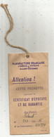 JC,pochette,certificat D'épreuve Et Garantie, Manufacture Française D'armes Et Cycles De ST ETIENNE, 1948, Frais Fr1.85e - Zonder Classificatie