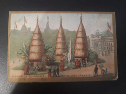 Chromo Chocolats Grimault Illustration Exposition Coloniale..Village Canaque. - Autres & Non Classés