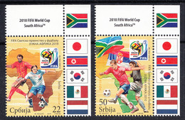 Serbia 2010 Soccer Football FIFA World Cup South Africa, Set With Corner Margins And Flags Japan South Korea Mexico MNH - 2010 – South Africa