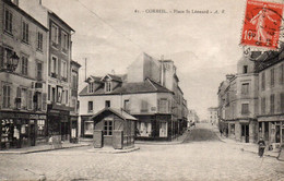Cpa Corbeil Essonnes Place St Leonard (trace Marque Sur  Visuel ) - Corbeil Essonnes