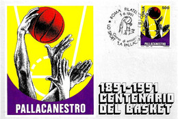 ITALIA - 1991 ROMA Lo Sport Pallacanestro Francobollo Con Annullo Speciale Su Cartolina Ufficiale Federaz. Basket - 5125 - Basketball