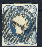 Portogallo 1855, Unif. N. 6 F. 25 Azzurro, Usato Cat. € 40 - Used Stamps