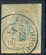 Lussemburgo 1859, Stemma, Unif. N. 6 C. 10 Azzurro Chiaro, Usato, Cat. € 20 - 1859-1880 Coat Of Arms