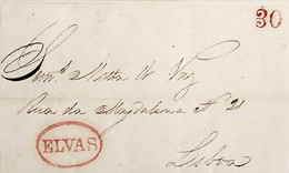 1852 Portugal Pré-Filatelia ELV 10 «ELVAS» Vermelho - ...-1853 Prephilately