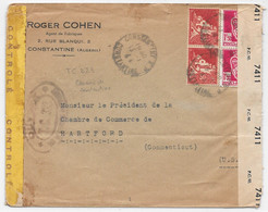 ALGERIE WW2 1940 French CONSTANTINE TC 323 Censored Cover Algiers To USA Hartford Connecticut Censure Ouvert Autorité - Cartas & Documentos