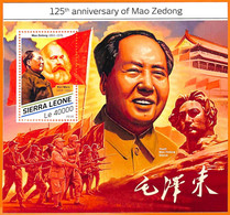 A6887 - SIERRA LEONE, Error, 2018, MISPERF SOUVENIR SHEET: Mao Tse Tung, Karl Marx - Mao Tse-Tung