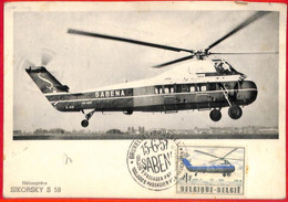Aa3362  -  BELGIUM  - MAXIMUM CARD - 1957  Transport Aviation HELLICOPTER - 1951-1960