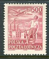 POLAND 1950  Airmail Definitive 500 Zl. MNH / **.  Michel 545 - Unused Stamps