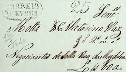 1849 Portugal Pré-Filatelia Évora EVR 4 «EVORA» Preto - ...-1853 Voorfilatelie