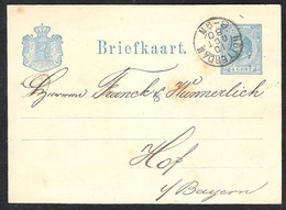 NEDERLAND Briefkaart G 16 Van Rotterdam Naar Hof (D) 1880 Met Kleinrondstempel ROTTERDAM - Entiers Postaux