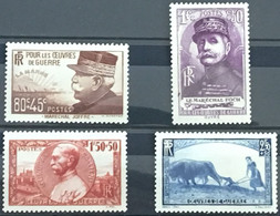 YT 454 à 457 (**) MNH 1940, Joffre, Foch, Gallieni, La Femme Au Labour (côte 52 Euros) France – Kr4lot - Unused Stamps