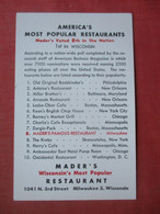 America's Most Popular Restaurants   Mader's Voted # 8 In The Nation   Milwaukee  Wisconsin > Milwaukee     Ref 5041 - Milwaukee