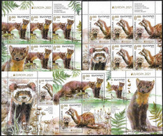 BULGARIA /BULGARIE /BULGARIEN  -EUROPA 2021 -ENDANGERED NATIONAL WILDLIFE"-  5 PRUEBAS PROOFS - 2021