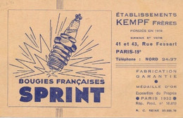 Publicité - Bougies Françaises Sprint (Etablissements Kempf Frères, Rue Fessart, Paris) - Reclame