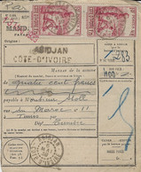 1938- MANDAT-CARTE  D'ABIDJAN    -taxe 3,50 F. - - Cartas & Documentos