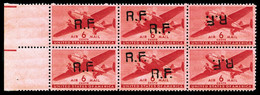 (N°Mayer), Casablanca Type II: Bloc De Six Comprenant 2 Exemplaires Surcharges Renversées, Pièce Rare Et SUP, Qualité ** - Military Airmail