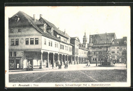 AK Arnstadt I. Th., Gallerie, Schwarzburger Hof U. Bismarckbrunnen - Arnstadt