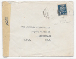 ALGERIE WW2 1944 US Examiner 36265 Censored Cover Plateau Saulière Algiers > USA Cincinnati Ohio PAR AVION Censure - Cartas & Documentos